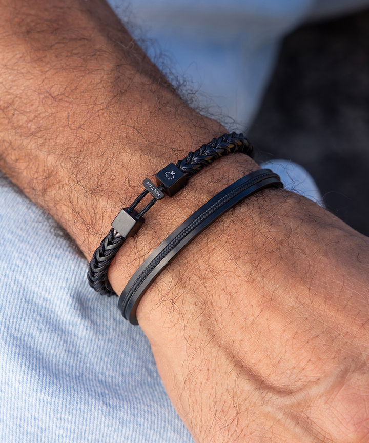 Braided Leather Bracelet with Chain 8 inches Men Women 21mm Width Braided Leather Bracelet with Chain 8 inches Men Women 21mm Width