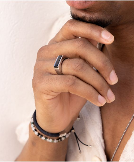 Signet Ring 7mm Black Agate | Silver 66/21mm
