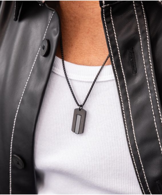 Dogtag necklace Black Agath | Black One-Size (60cm)