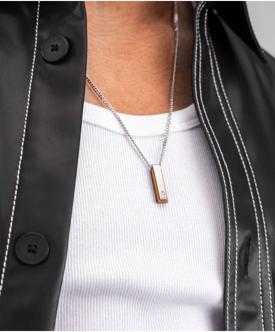 Monolith Necklace Tiger Eye | Silver 60cm