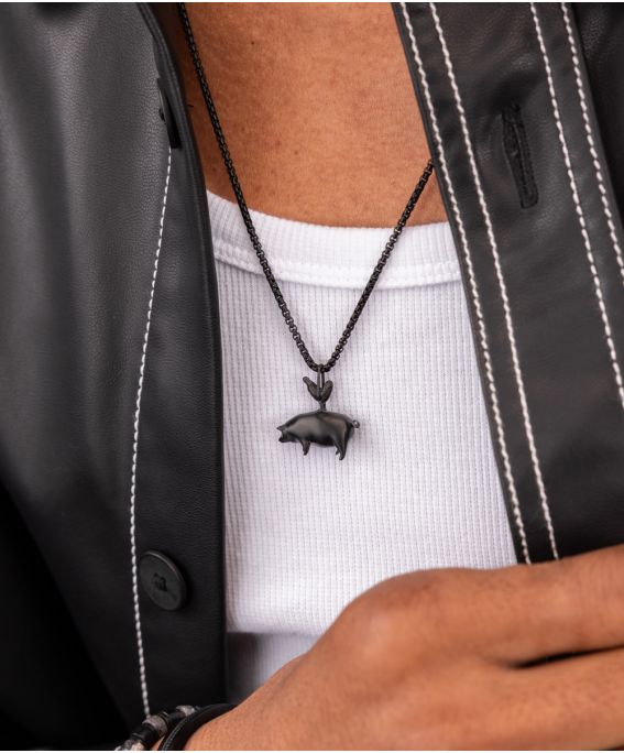 Logo Pendant Necklace Black One-Size (60cm)