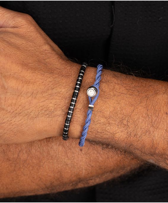 Brontide 4mm Adjustable Black Agate | Silver M 18-19cm