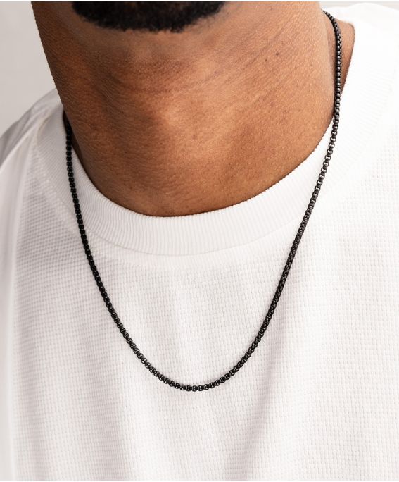 Boxchain Necklace Black 55cm