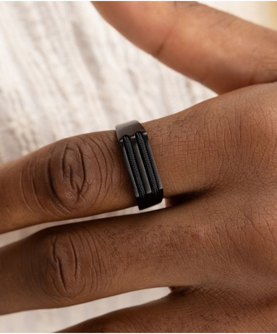 Signet Ring 7mm Rope Black | Black 66/21mm