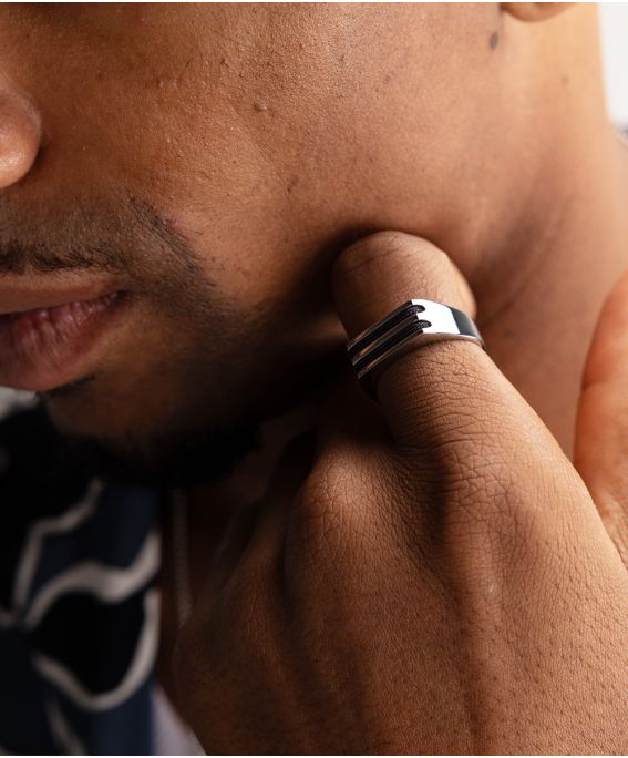 Signet Ring 7mm Rope Navy | Silver 66/21mm