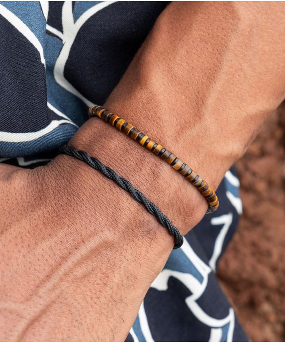 Brontide 4mm Adjustable Tiger Eye | Black M 18-19cm