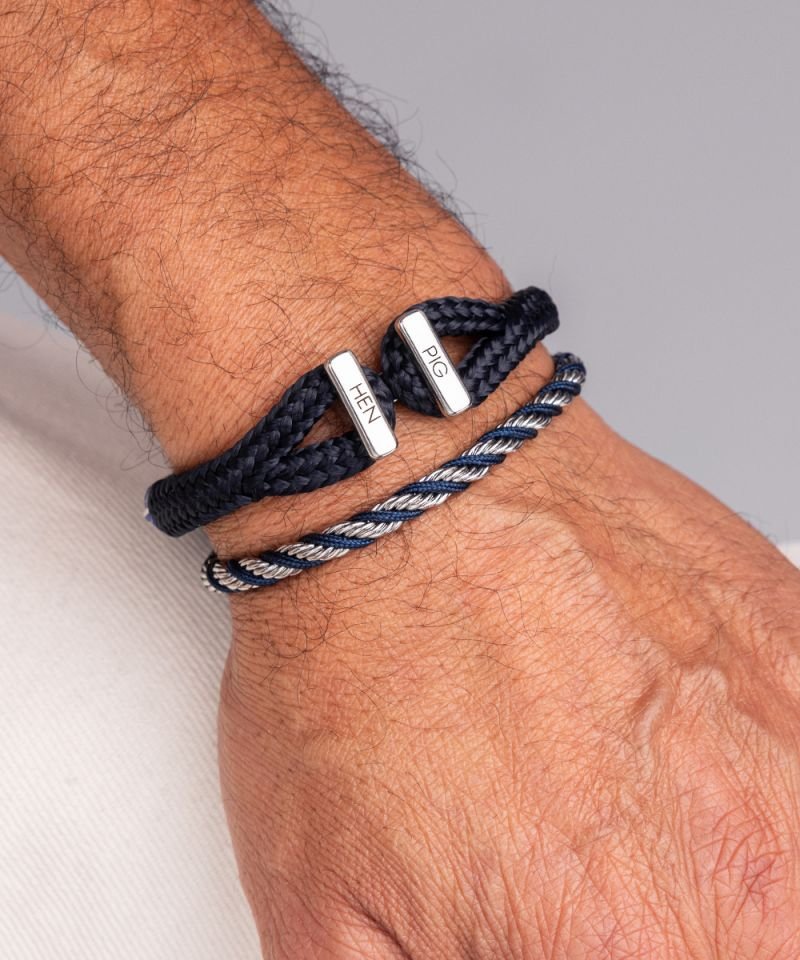 Catena Curb Link/Rope Bracelet in Navy/Silver – Hampton's